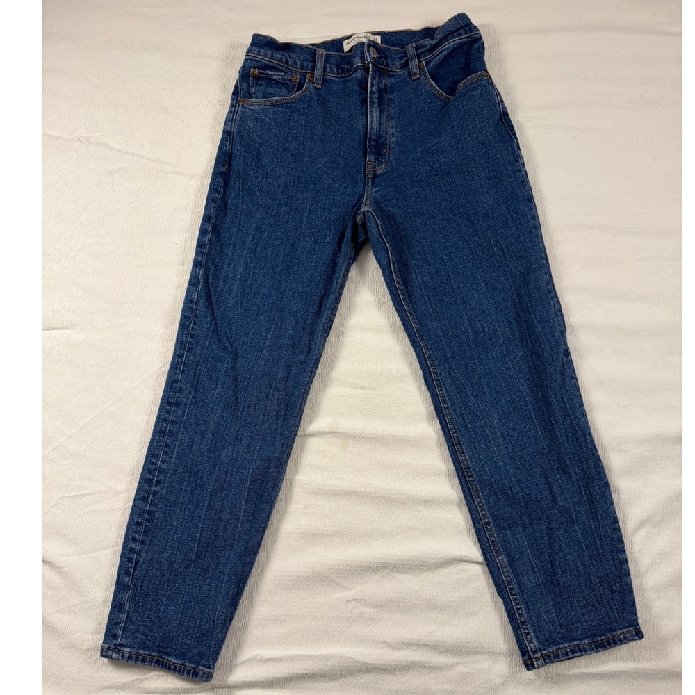 Abercrombie & Fitch The Mom High Rise Jeans Dark Wash Blue 6 Minimalist Retro